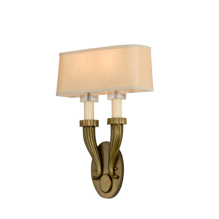 Bancroft Lodge-Inspired White and Brass 2-Light Dimmable Wall Sconce