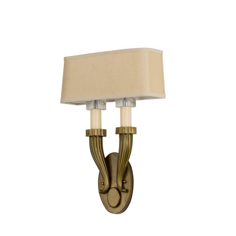 Bancroft Lodge-Inspired White and Brass 2-Light Dimmable Wall Sconce