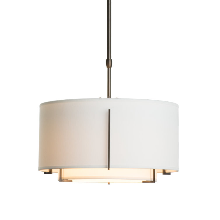 Exos Double Shade Drum Pendant in Opaque Natural Iron and Anna