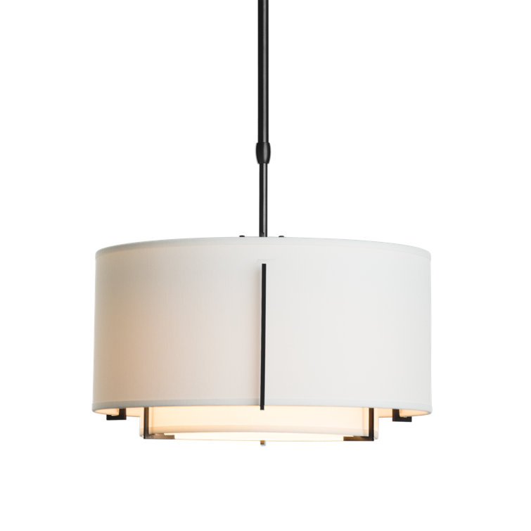 Exos Double Shade Drum Pendant in Opaque Natural Iron and Anna