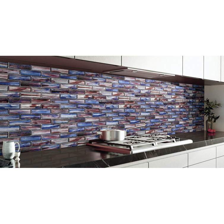 Dusk Iridescent Glass Mosaic Brick Wall Tile