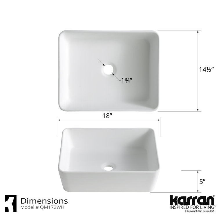 Matte White Acrylic Rectangular Above-Counter Vessel Sink