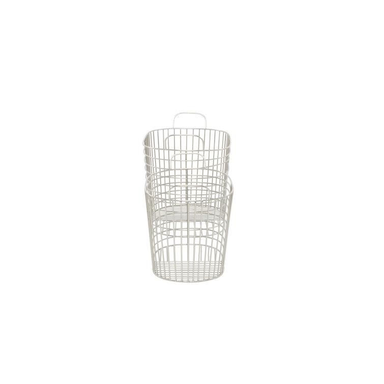 Silver Oval Metal Baskets with Handles - Set of 2
