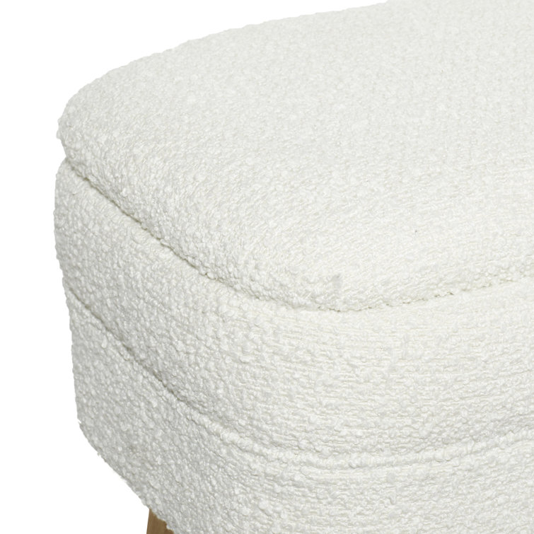 White Upholstered Storage Bench with Squared Wood Legs