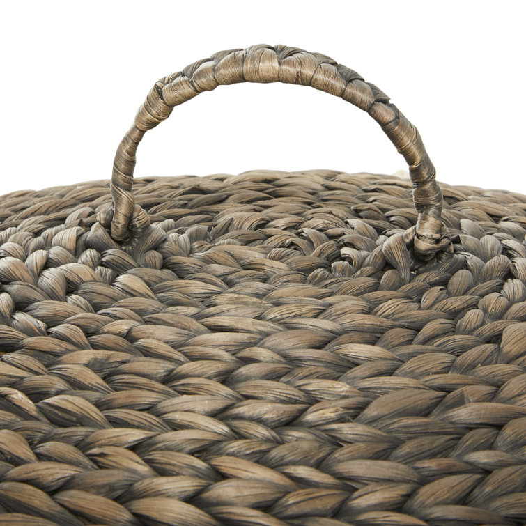 Dark Brown Round Seagrass Storage Baskets with Lids