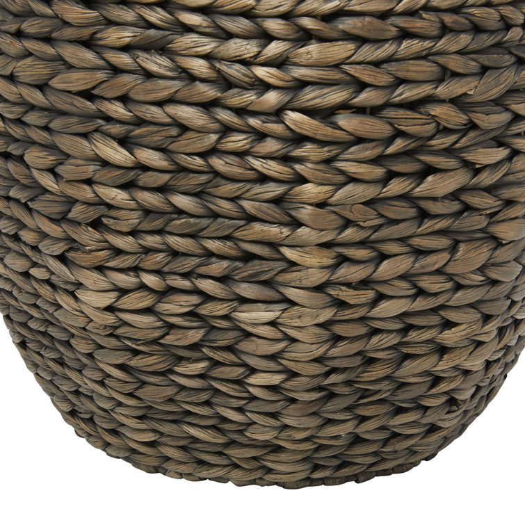 Dark Brown Round Seagrass Storage Baskets with Lids