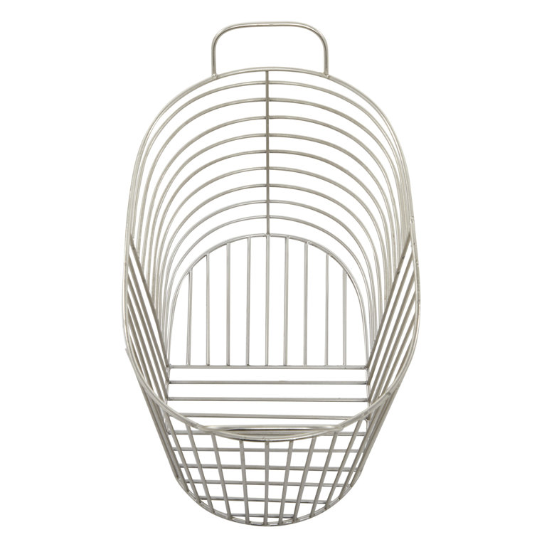 Silver Oval Metal Baskets with Handles - Set of 2