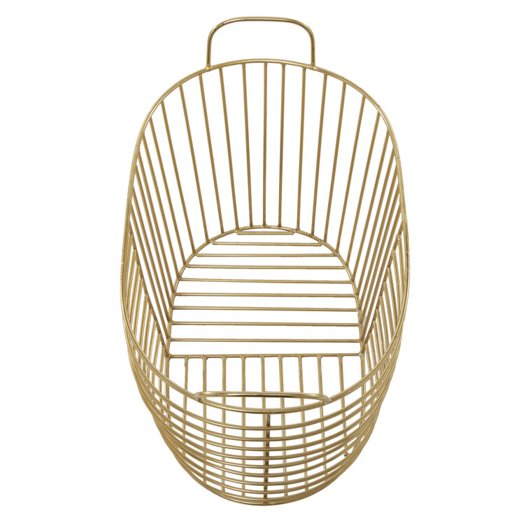 Gold Metal Oval Storage Baskets with Handles - Set of 2