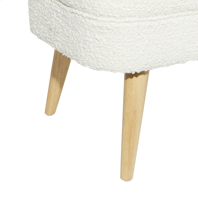 White Upholstered Storage Bench with Squared Wood Legs