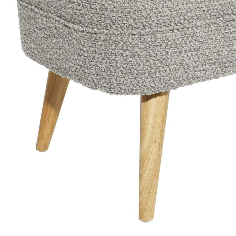 Gray Upholstered Storage Bench with Squared Wood Legs