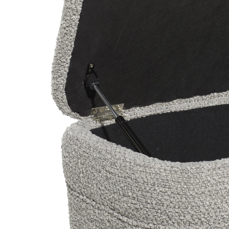 Gray Upholstered Storage Bench with Squared Wood Legs
