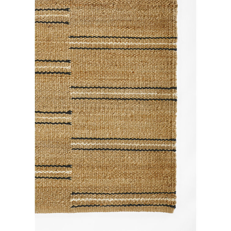 Modern Striped Black Wool-Chenille 10' x 14' Handwoven Rug