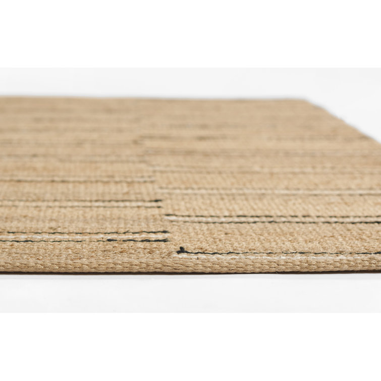 Modern Striped Black Wool-Chenille 10' x 14' Handwoven Rug