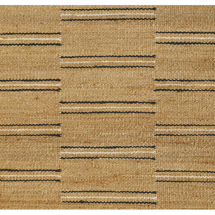 Modern Striped Black Wool-Chenille 10' x 14' Handwoven Rug