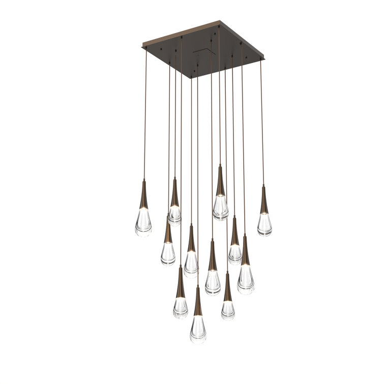Bronze 12-Light LED Glass Island Pendant