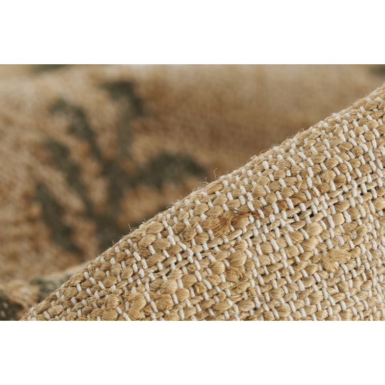 Natural Green Flat Woven Wool and Jute Area Rug, 3'6" x 5'6"