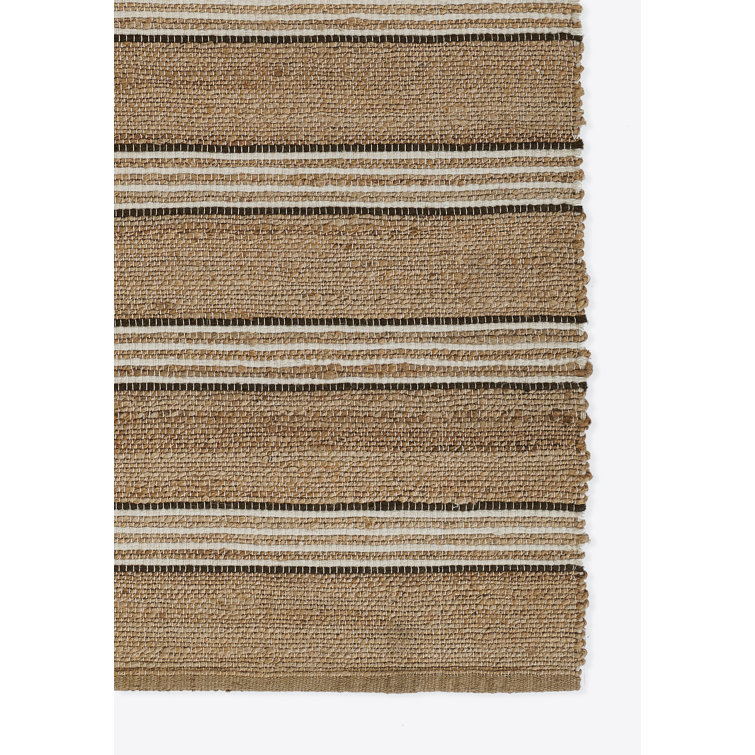 Brown Stripe 8' x 10' Wool Chenille Flat Woven Rug