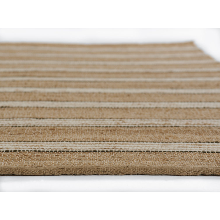 Brown Stripe 8' x 10' Wool Chenille Flat Woven Rug