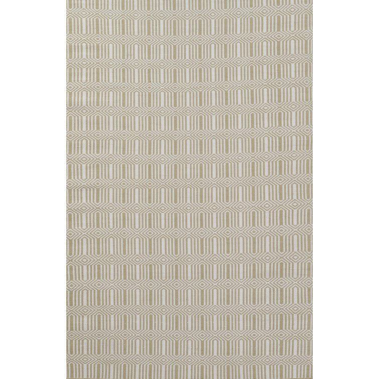 Beige Geometric Flat Woven Reversible Runner Rug