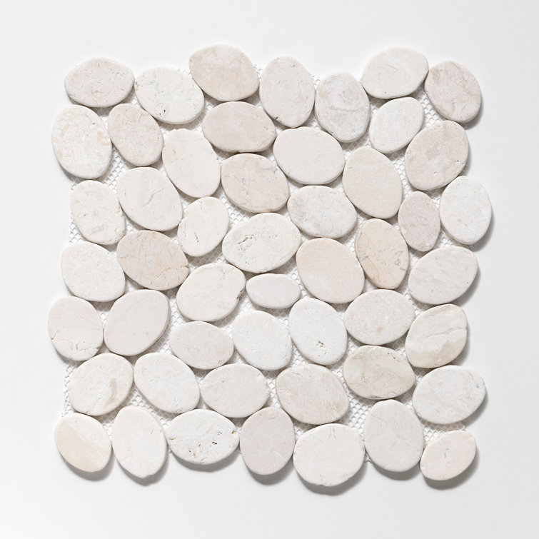 White Tumbled Marble Pebble Mosaic Tile for Floors and Walls