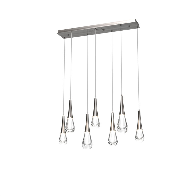 Ethereal Spring 7-Light LED Kitchen Island Pendant in Flat Bronze