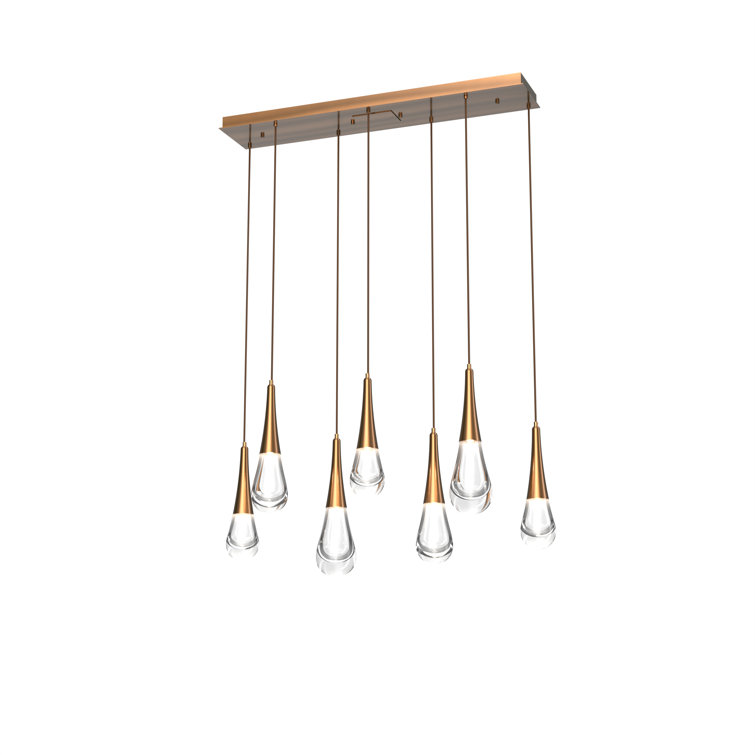 Raindrop Bronze and Glass LED Island Pendant