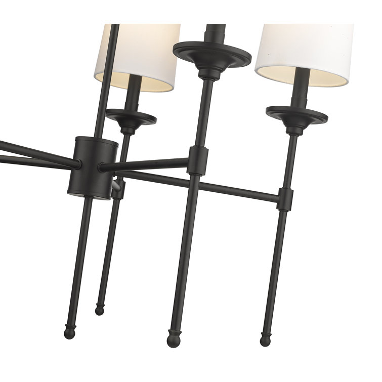 Matte Black 5-Light Candle-Style Chandelier with Off-White Shades