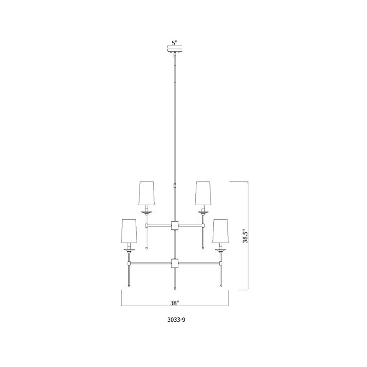 Polished Nickel 9-Light Chandelier with Off-White Shades