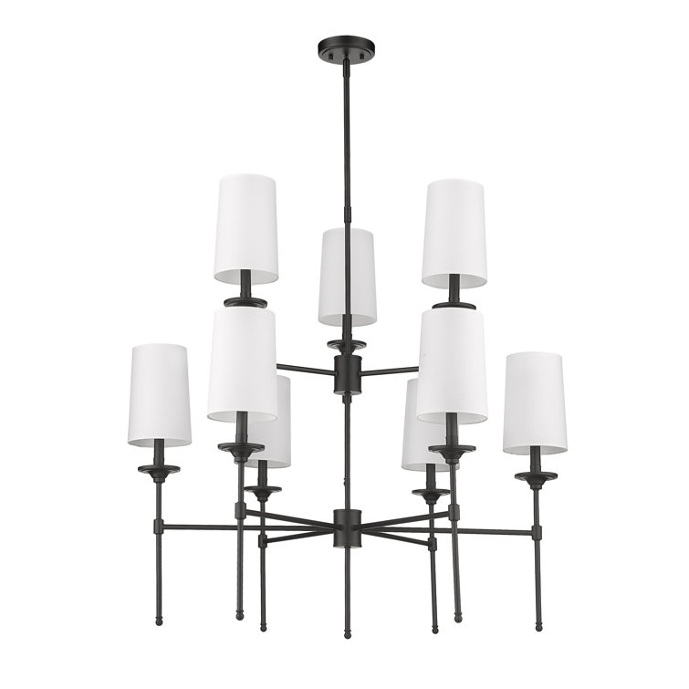 Emily Matte Black 9-Light Transitional Tiered Chandelier