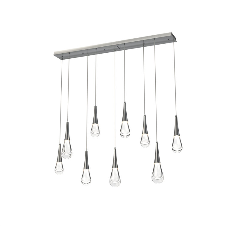 Matte Black 9-Light Glass LED Island Pendant