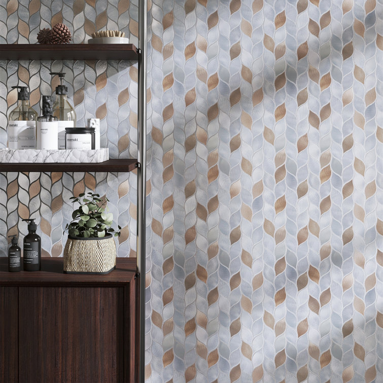 Bronze and Silver Leaf Metal Mosaic Wall Tile