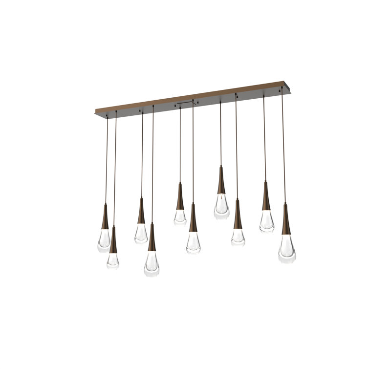 Raindrop Bronze and Glass LED Island Pendant
