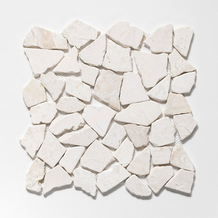 11" x 11" White Tumbled Marble Mosaic Tile