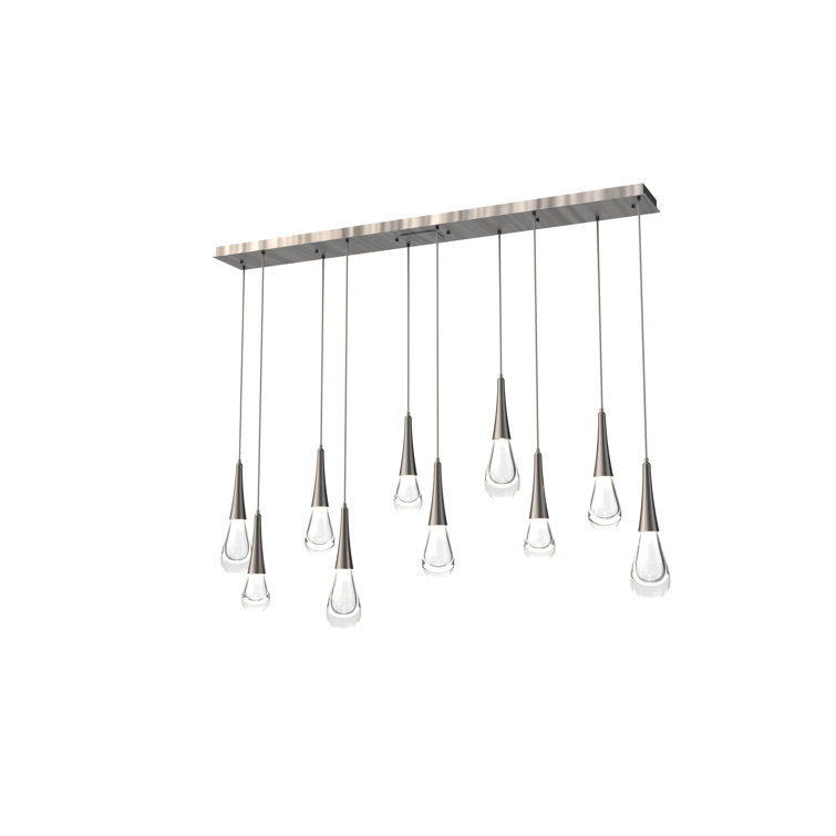 Matte Black 9-Light Glass LED Island Pendant
