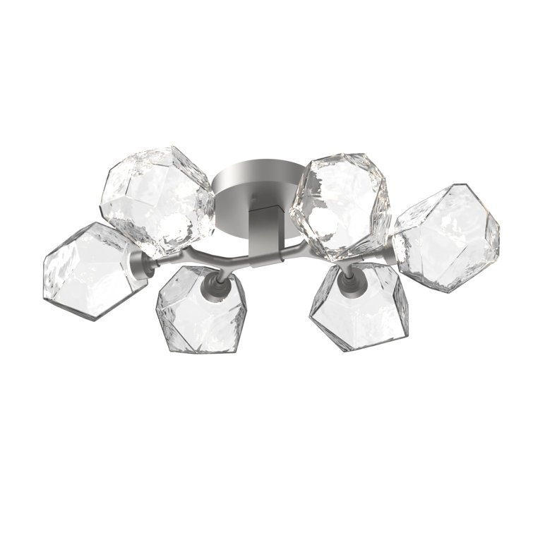 Elegance Gem 23.8" Silver and Clear Glass LED Flush Mount Ceiling Light
