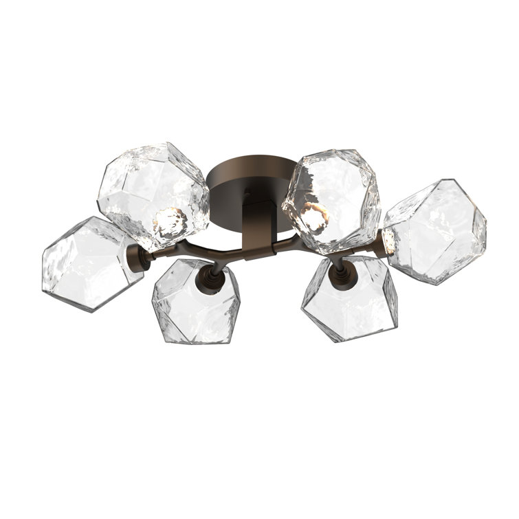 Gem 6-Light Flat Bronze LED Flush Mount with Clear Glass