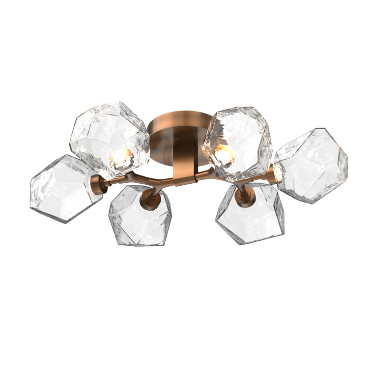 Elegance Gem 23.8" Silver and Clear Glass LED Flush Mount Ceiling Light