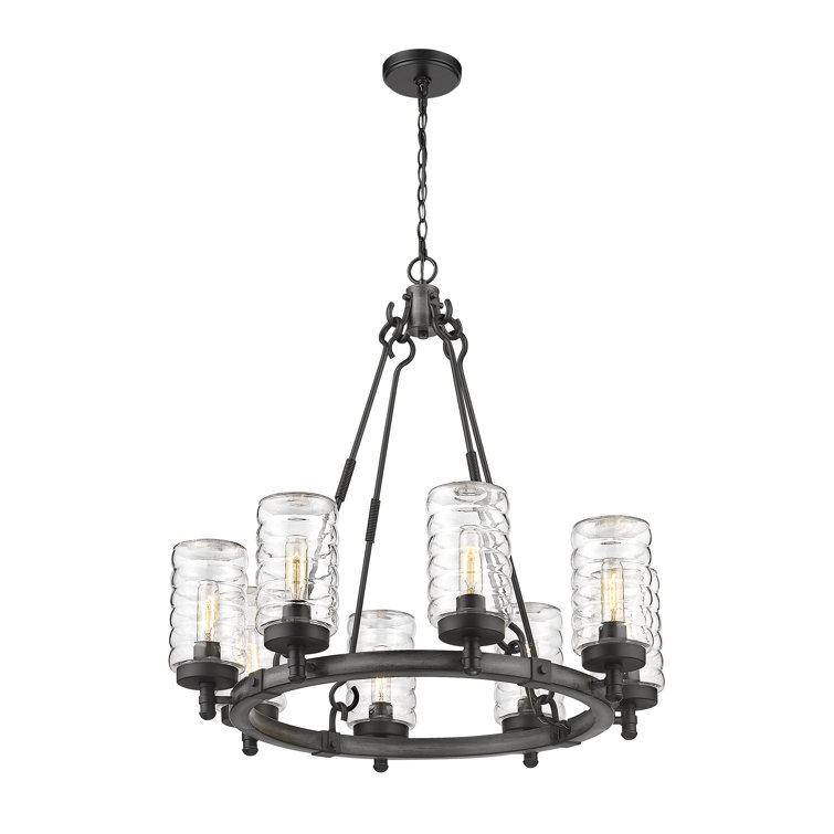 Ashen Barnboard Black 8-Light Outdoor Chandelier