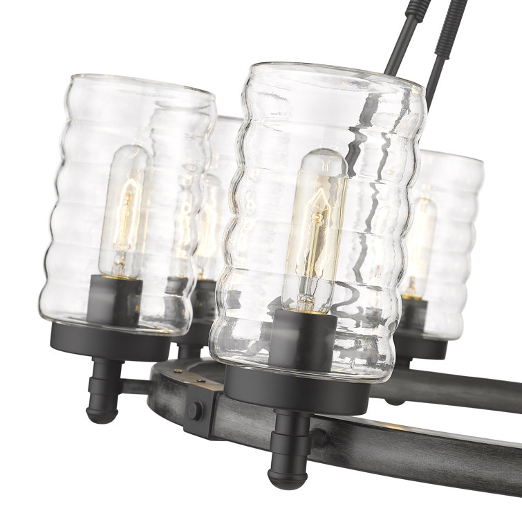 Ashen Barnboard Black 8-Light Outdoor Chandelier