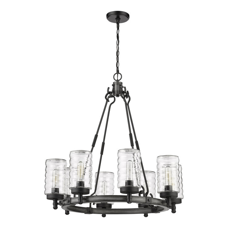 Ashen Barnboard Black 8-Light Outdoor Chandelier