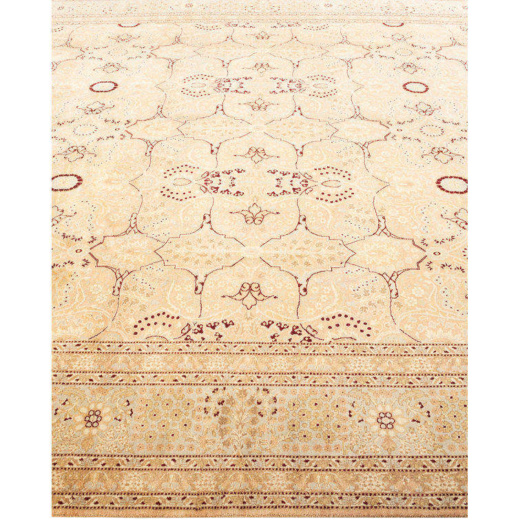 Hand-Knotted Beige Wool Floral 8' x 10' Area Rug