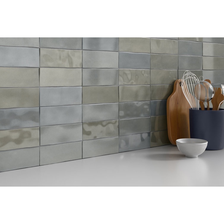 Passion 3" x 8" Glossy Gray Porcelain Wall Tile