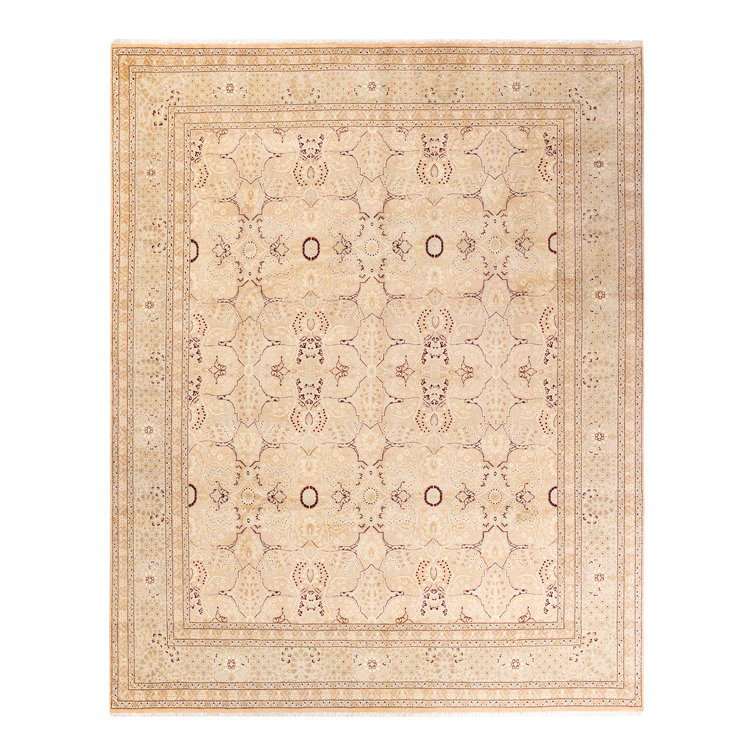 Hand-Knotted Beige Wool Floral 8' x 10' Area Rug