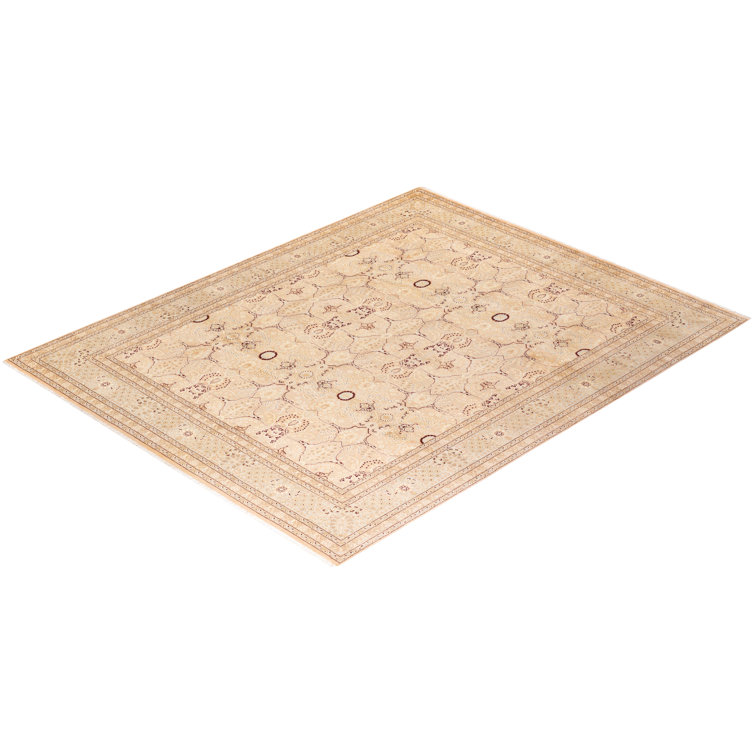 Hand-Knotted Beige Wool Floral 8' x 10' Area Rug