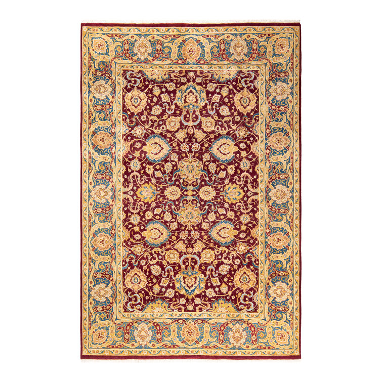 Classic Red Hand-Knotted Wool 6' x 9' Area Rug