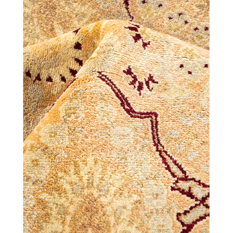 Hand-Knotted Beige Wool Floral 8' x 10' Area Rug