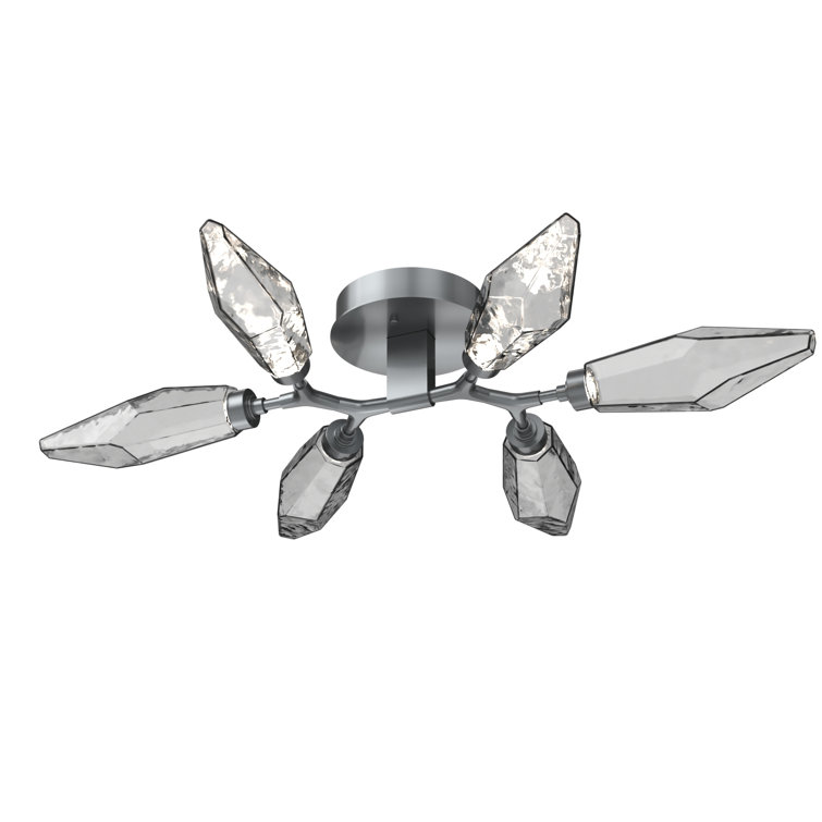 Bronze Branch-Style Flush Mount with Rock Crystal Shades