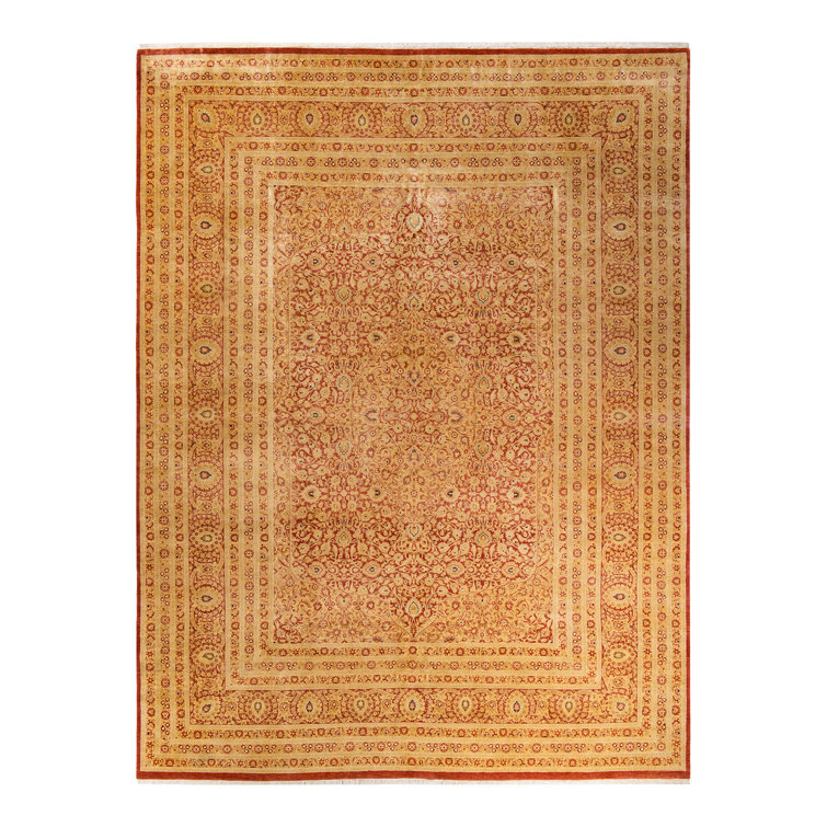 Adorn Mogul Floral Hand-Knotted Wool Area Rug 9'3" x 12'1" - Rust