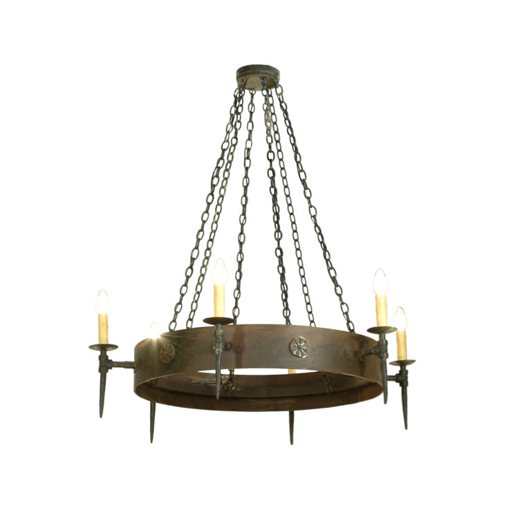 Warwick Antique Gold Iron Wagon Wheel Chandelier