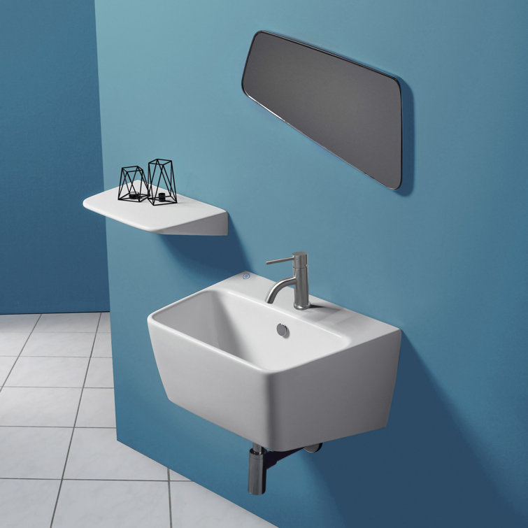 Britannia White Ceramic Rectangular Wall Mount Basin